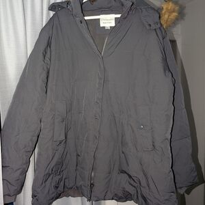 Charcoal Puffer Jacket with Hood